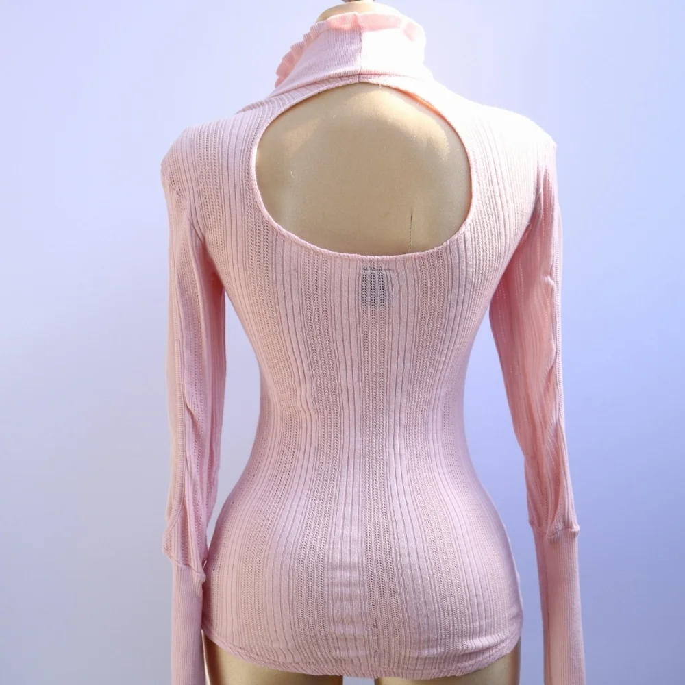 Gorgeous Free People Pink Turtleneck long sleeves with lace details, Small - Picture 4 of 10